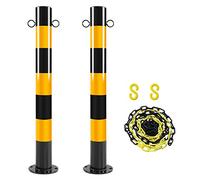 DRYIC Conos de tráfico, Paquete de 2, bolardos de Metal con Barrera de Cadena de plástico y Gancho en S, bolardos de Seguridad para Uso Comercial o Privado