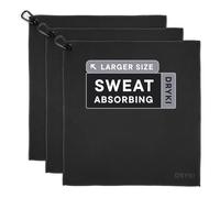 DRYKI Pañuelos Que absorben el Sudor: los pañuelos Deportivos Originales de Microfibra para Absorber el Sudor de Las Manos, la Cara y el Cuerpo (Negro clásico, Paquete de 3 Unidades tamaño XL), Negro