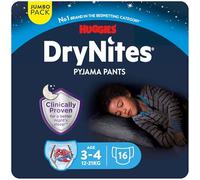DryNites Huggies Calzoncillos absorbentes para niño 3-5 (16-23 kg), Clínicamente probado con 5 capas de protección nocturna, 16 pañales de noche