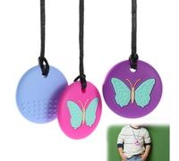 Dryxog 3 Piezas Mordedor Bebe Refrigerante Mordedor Autismo Juguete Antiestres Collar de Masticación Sensorial Niños Autistas,Juguetes de Mordedores ADHD,SPD,ASD/SD,Autismo (Patrón de mariposa）
