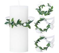 Dryxog 4 Piezas Anillos de Vela para Pilares, Guirnalda de Velas Artificiales, Guirnalda de Velas con Hojas Artificiales, Fiestas Coronas Colgantes Centros de Mesa Candelabros de Bodas