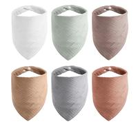 Dryxog 6 Piezas Baberos Bebe Recien Nacido, Bandanas Bebe, Muselinas Algodon, Babero Muselinas Babero 100% AlgodóN Ajustables Gasa Transpirable PañUelo Triangular para NiñOs NiñAs