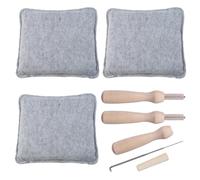 Dryxog 6 Piezas Confortables Almohadillas de Fieltro 3 Agujas de Fieltro en Madera, Set de Wool Felt para Manualidades, Material Manualidades con Tela Suave, Adaptado a Proyectos de Artesanía
