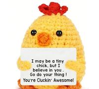 Dryxog Regalos Personalizados Profesoras Peluches Regalos Personalizados para Mujer Profesora Divertidos Amiga Flores de Crochet Graciosos Amuleto Suerte Mutuo Apoyo Emocional (Pollito Amarillo)