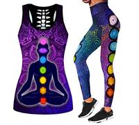 DRZHEAM Conjunto de 2 piezas de ropa casual de calaveras impresas en 3D, sin mangas, para yoga, leggings y pantalones de deporte (S, Purple-b)