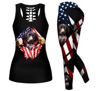 DRZHEAM Conjunto de 2 piezas de ropa casual de calaveras impresas en 3D, sin mangas, para yoga, leggings y pantalones de deporte (L, Black-h)