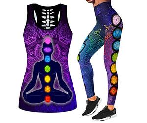 DRZHEAM Conjunto de 2 piezas de ropa casual de calaveras impresas en 3D, sin mangas, para yoga, leggings y pantalones de deporte (XXL, Purple-b)
