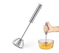 ds. distinctive style Batidor semiautomático de acero inoxidable 304 batidor giratorio de mano de 12 pulgadas para mezclar huevos, espumar leche, batir crema, etc.