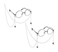 DS. DISTINCTIVE STYLE Cadena de gafas góticas con colgantes, cadena metálica de Halloween para gafas alrededor del cuello para mujer, paquete de 2 (gato y luna)