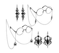 DS. DISTINCTIVE STYLE Cadena de gafas góticas con colgantes, cadena metálica de Halloween para gafas alrededor del cuello para mujer, paquete de 2 (murciélago y araña)
