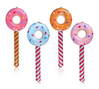 DS. DISTINCTIVE STYLE Juego de 4 paletas inflables de 33 pulgadas con diseño de dona, decoración de cumpleaños temática de caramelo, accesorios para fiestas en la piscina