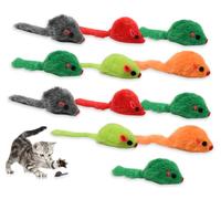 ds. distinctive style Juguete de hierba gatera para gatos, 12 piezas de ratón sintético de color aleatorio con cuerpo de plástico, juguetes interactivos para gatos de interior