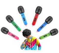 DS. DISTINCTIVE STYLE Micrófonos inflables, 6 piezas, 10 pulgadas, micrófonos de soplado de 80 y 90, recuerdos de fiesta, accesorios de fotos de rendimiento colores aleatorios