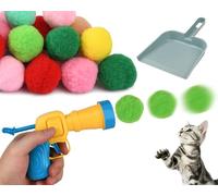 ds. distinctive style Pistola de juguete de bolas para gatos, juego de lanzadores con 50 bolas de pompón con pala de juguete y 2 disparadores de bolas, juguetes de enriquecimiento para gatos de