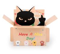 DS. DISTINCTIVE STYLE Tarjeta de cumpleaños de gato con dedo medio, tarjeta de cumpleaños 3D desplegable de gato negro, divertidas tarjetas de cumpleaños para adultos para mujeres dedo del medio