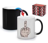 DS. DISTINCTIVE STYLE Taza mágica que cambia de color para sublimación, taza de café de cerámica con dedo medio, 11 onzas/320 ml para cumpleaños, regalos divertidos de Navidad