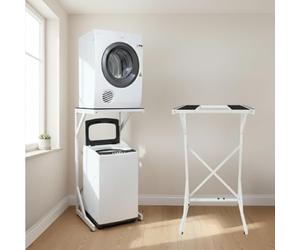 DS DRYERSTAND Set apilable para lavadora y secadora con carga superior - soporte ajustable en anchura y altura, crea espacio, sin taladrar, organización de lavandería