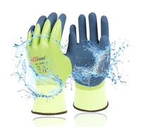 DS Guantes de trabajo impermeables de seguridad para hombres y mujeres, guantes de trabajo antideslizantes con revestimiento de goma para jardín, construcción al aire última intervensión, L6201 verde,
