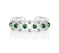 Ds UUby Anillo de jade, anillo ajustable hueco de encaje de moyu, regalo artesanal femenino de moda con incrustaciones de plata S925