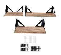 Dsacxixai Rangement Epices, 3 Ensembles en Bois Mural Support Porte Epices Cuisine Avec Triangulaires de Fer pour la Cuisine