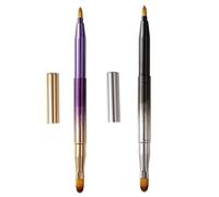 DSADKI Paquete de 2 pinceles de labios para lápiz labial, cepillos de labios retráctiles, cepillo retráctil con tapa, herramienta de pincel de maquillaje de doble extremo para mujeres (degradado