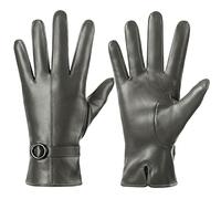 Dsane Guantes de cuero de invierno para mujer, con pantalla táctil, cálidos, para conducir, guantes de piel de cordero para regalos de Navidad, Verde, S