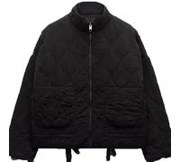 DSAoTeng Abrigo de algodón para mujer, con cordón, manga larga, cremallera, bolsillos grandes, casual, de moda, color sólido, cálido, cuello simulado, lavado al agua, ropa exterior para invierno