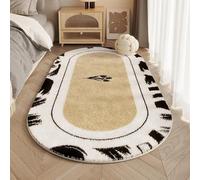 DSAoTeng Alfombra de felpa estilo crema, alfombra vintage de lana sintética de pelo bajo, lavable, suave, gruesa, antideslizante, para dormitorio, sala de estar, decoración interior (#6,50 x 120 cm)