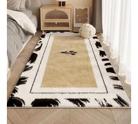 DSAoTeng Alfombra de felpa estilo crema, alfombra vintage de lana sintética de pelo bajo, lavable, suave, gruesa, antideslizante, para dormitorio, sala de estar, decoración interior (#5,80 x 160 cm)
