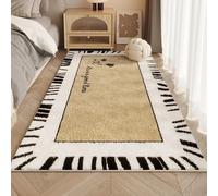 DSAoTeng Alfombra de felpa estilo crema, alfombra vintage de lana sintética de pelo bajo, lavable, suave, gruesa, antideslizante, para dormitorio, sala de estar, decoración interior (#1,100 x 200 cm)