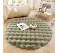 DSAoTeng Alfombras redondas peludas, grandes, suaves, de pelo corto, absorben el agua, antideslizantes, para dormitorio, habitación de los niños, sala de estar, decoración moderna (verde aguacate, 60