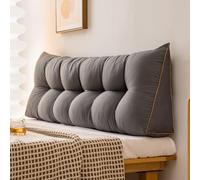 DSAoTeng Almohada de cuña para cabecero de cama, cojín triangular de terciopelo suave, cojín de apoyo grande para leer, almohada de apoyo lumbar para dormitorio, sofá, tatami (gris, 180 x 45 x 15 cm)