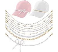DSAoTeng Cadena de sombrero de camionero de 9 piezas, accesorio de cadena de sombrero de moda occidental con colgante irregular, cadenas de metal desmontables para hombres y mujeres, gorra de béisbol