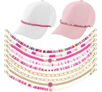 DSAoTeng Cadena de sombrero de camionero de 9 piezas, accesorio de cadena de sombrero de moda occidental con colgante irregular, cadenas de metal desmontables para hombres y mujeres, gorra de béisbol