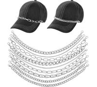 DSAoTeng Cadena de sombrero de camionero de 9 piezas, accesorio de cadena de sombrero de moda occidental con colgante irregular, cadenas de metal desmontables para hombres y mujeres, gorra de béisbol