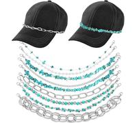 DSAoTeng Cadena de sombrero de camionero de 9 piezas, accesorio de cadena de sombrero de moda occidental con colgante irregular, cadenas de metal desmontables para hombres y mujeres, gorra de béisbol