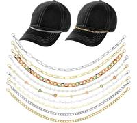 DSAoTeng Cadena de sombrero de camionero de 9 piezas, accesorio de cadena de sombrero de moda occidental con colgante irregular, cadenas de metal desmontables para hombres y mujeres, gorra de béisbol
