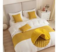 DSAoTeng Camino de cama jacquard y funda de cojín a juego, caminos de cama reversibles, bufandas, decoración del hogar, hotel, ropa de cama, toalla de cama para dormitorio, protección de colcha