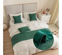 DSAoTeng Camino de cama jacquard y funda de cojín a juego, caminos de cama reversibles, bufandas, decoración del hogar, hotel, ropa de cama, toalla de cama, protección de colcha para dormitorio (verde