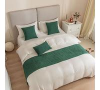 Caminos de cama y funda de cojín a juego, reversibles, jacquard, decoración del hogar, hotel, ropa de cama, toalla de cama para dormitorio, protección de colcha (verde oscuro, 45 x 45 cm, 1 funda de