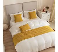 DSAoTeng Caminos de cama y funda de cojín a juego, reversibles, jacquard, decoración del hogar, hotel, ropa de cama, toalla de cama para dormitorio, protección de colcha (cúrcuma, 45 x 45 cm, 1 funda