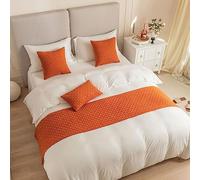 DSAoTeng Caminos de cama y funda de cojín a juego, reversibles, jacquard, decoración del hogar, hotel, ropa de cama, toalla de cama para dormitorio, protección de colcha (naranja, 45 x 210 cm, 1