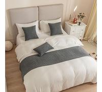 DSAoTeng Caminos de cama y funda de cojín a juego, reversibles, jacquard, decoración del hogar, hotel, ropa de cama, toalla de cama para dormitorio, protección de colcha (gris, 45 x 45 cm, 1 funda de