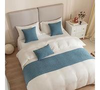 DSAoTeng Caminos de Cama y Funda de Cojín a Juego, Reversibles, Jacquard, Decoración del Hogar, Hotel, Ropa de Cama, Toalla para Dormitorio, Protección de Colcha (Gris y Azul, 30 x 50 cm, 1)