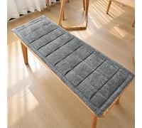 DSAoTeng Cojín antideslizante para asiento de banco para interiores y exteriores, cojín de banco grueso de felpilla, almohadilla de asiento ergonómica de color sólido con lazos, respaldo de silicona