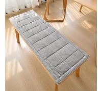 DSAoTeng Cojín antideslizante para asiento de banco para interiores y exteriores, cojín de banco grueso de felpilla, almohadilla de asiento ergonómica de color sólido con lazos, respaldo de silicona