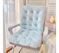 DSAoTeng Cojín suave para silla de dormitorio, cojín de escritorio con lazos, antideslizante, respaldo alto, para oficina, coche, hogar, comedor, cocina (azul, 45 x 90 cm)