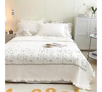 DSAoTeng Colcha acolchada floral - Manta bordada de algodón lavado, colcha vintage suave y ligera de verano para cama, sofá, uso decorativo para todas las estaciones (#1,180 x 220 cm)