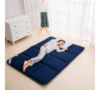 DSAoTeng Colchón de suelo individual, colchón de futón suave y transpirable, tapete de tatami japonés, colchón enrollable, grueso, plegable, para cama de dormitorio de estudiante (azul oscuro, 90 x