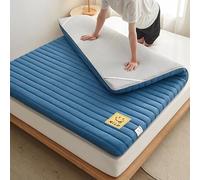 DSAoTeng Colchón japonés de suelo para futón, relleno de poliéster, grueso, plegable, tatami, suave, enrollable, cama de invitados portátil para sofá, dormitorio, camping, sala de estar (azul, 90 x